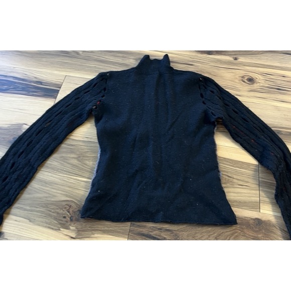 Firetrap Y2K 100% Wool Zip Full Zip Sweater Womens M Distressed Knit Grunge Goth - Picture 10 of 10